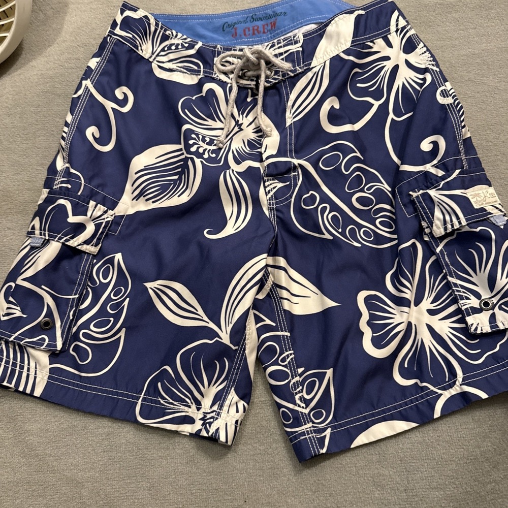 J. Crew Original Swimwear Floral Trunks Mens Size 32 Hawaiian Cruise Tropical - Picture 4 of 11